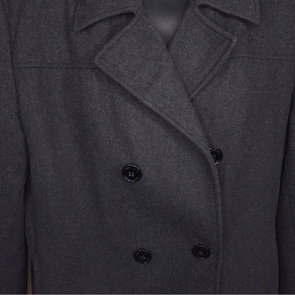 Medium Kenneth Cole Men’s Dark Grey/Black Wool Blend Peacoat Classic Lined Retro - Picture 7 of 14